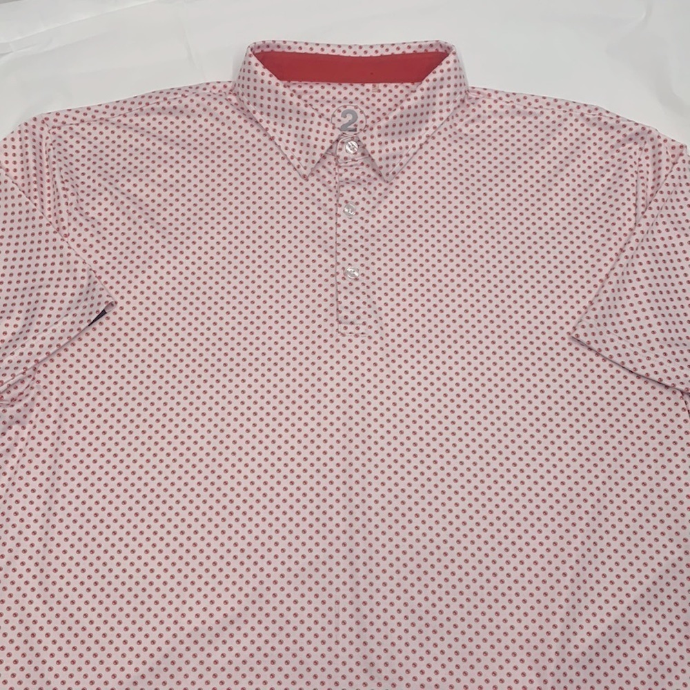 Men 2GG Apparel White Red 3 ball Print Polo Size 2XL